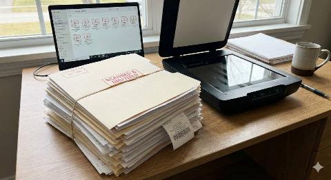 Papers that have already been digitized in front of a computer. 