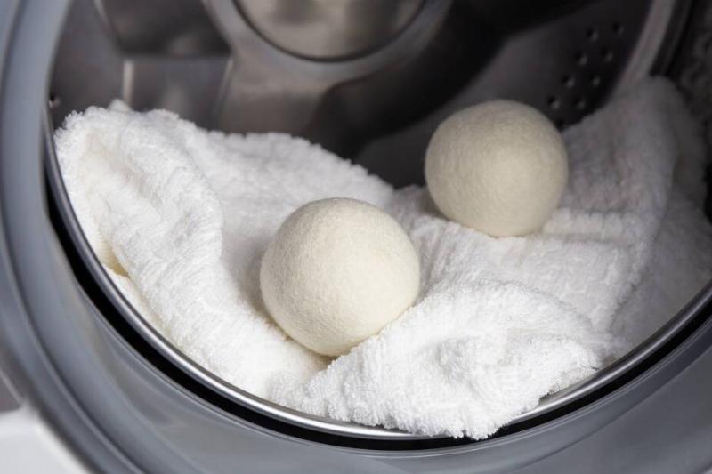 Dryer balls in a dryer. 