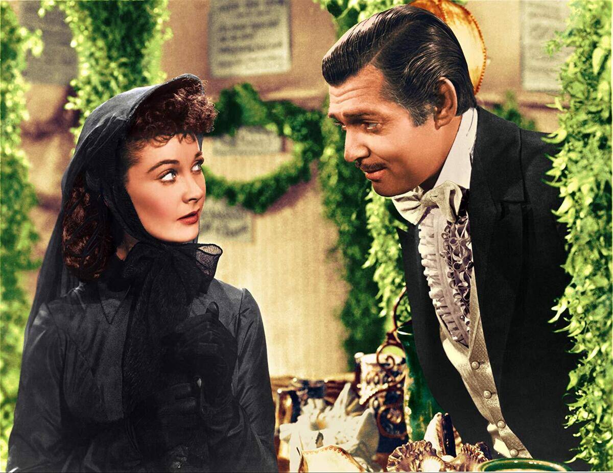 Clark Gable and Vivien Leigh as Rhett Butler and Scarlett O'Hara in 'Gone with the Wind'