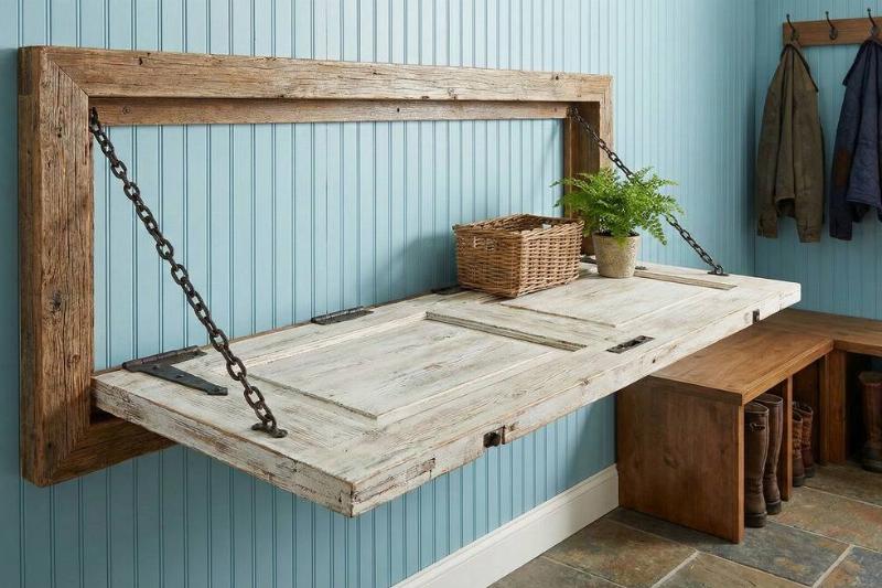 A door mounted horizontally