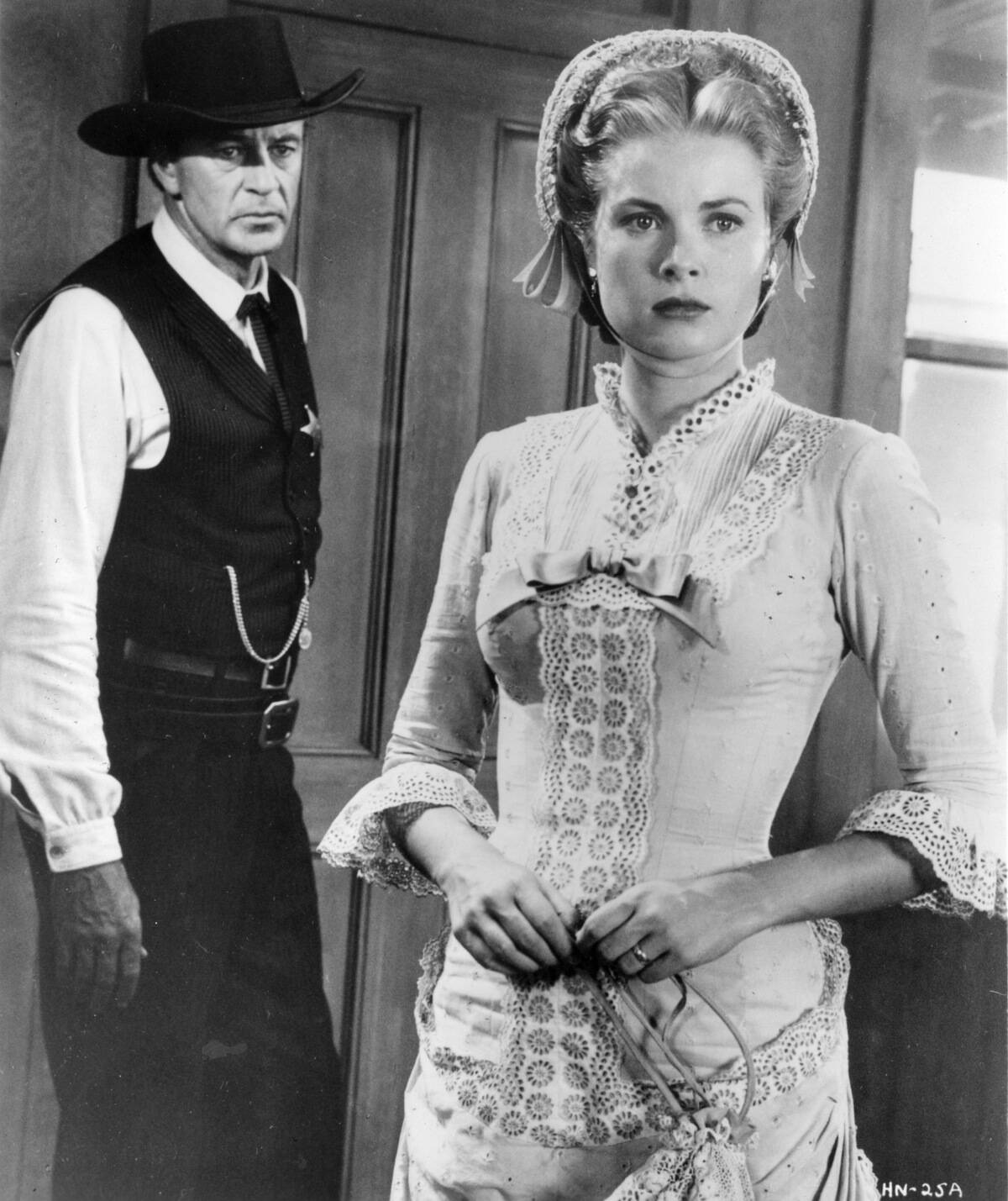 Gary Cooper and Grace Kelly as Marshal Will Kane and Amy Fowler Kane in 'High Noon'