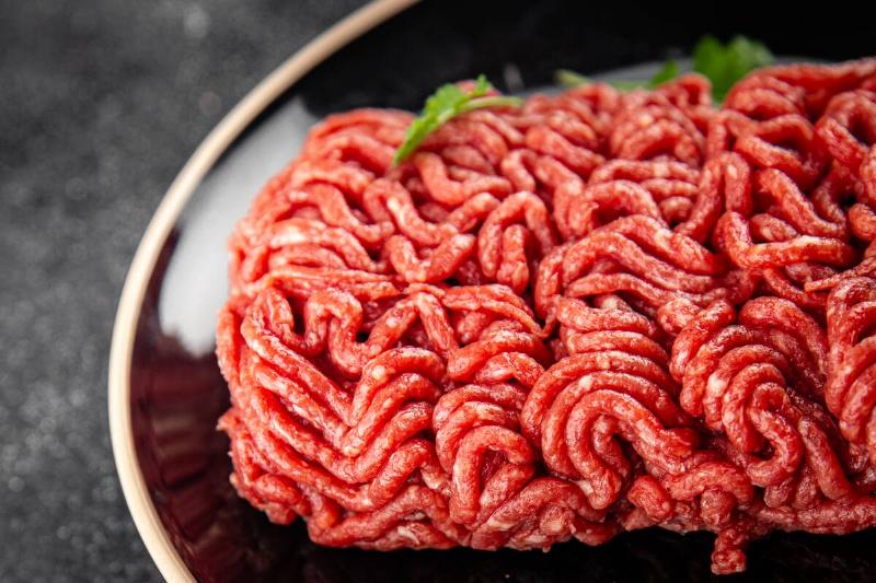 Raw ground beef on a plate