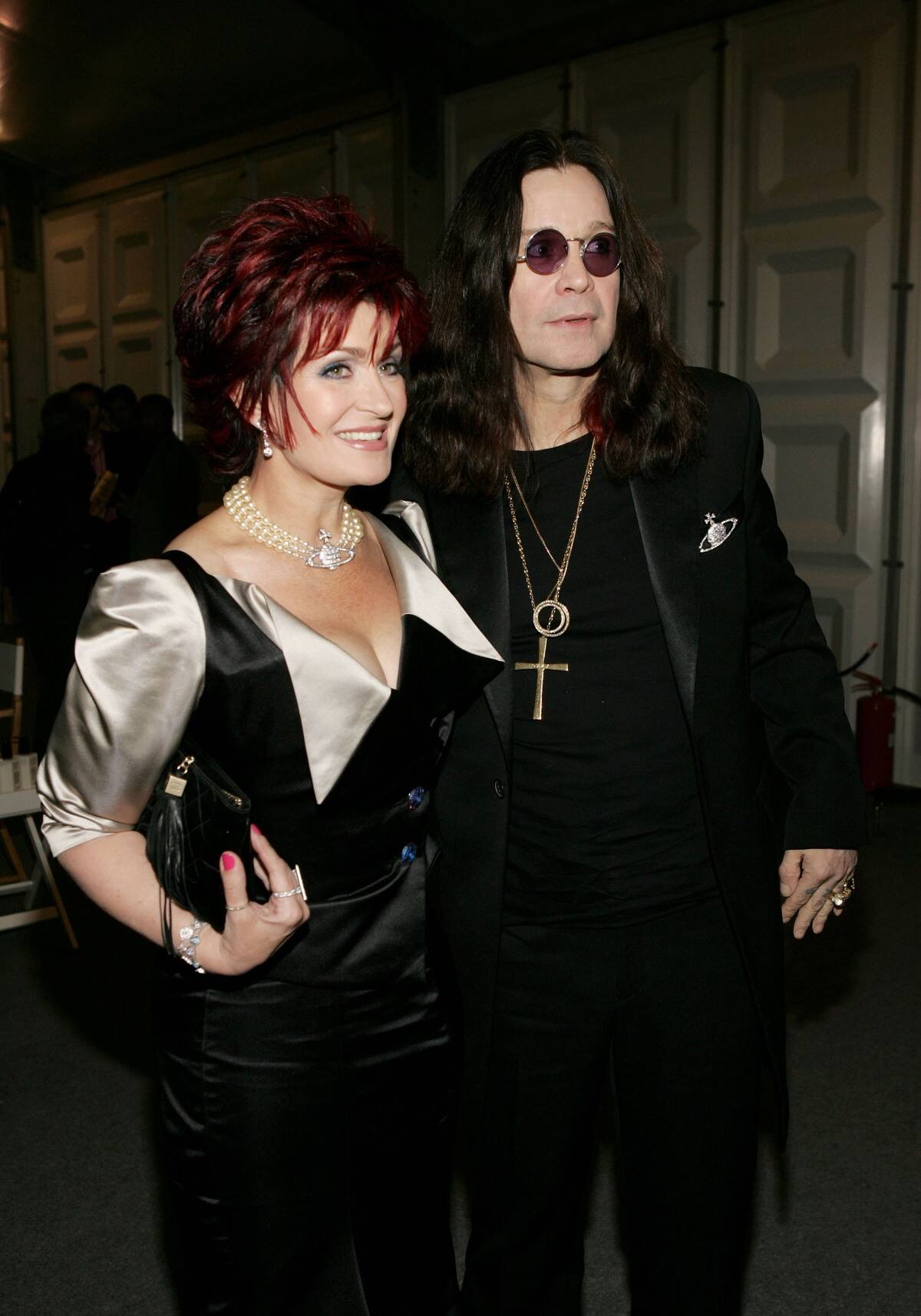 Sharon and Ozzy Osbourne standing together