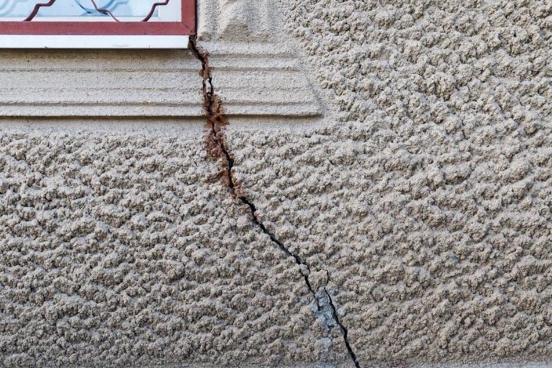 Crack in wall near window. 