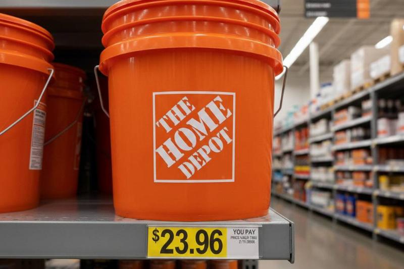 A yellow price tag on an item in Home Depot that ends in 0.06. 