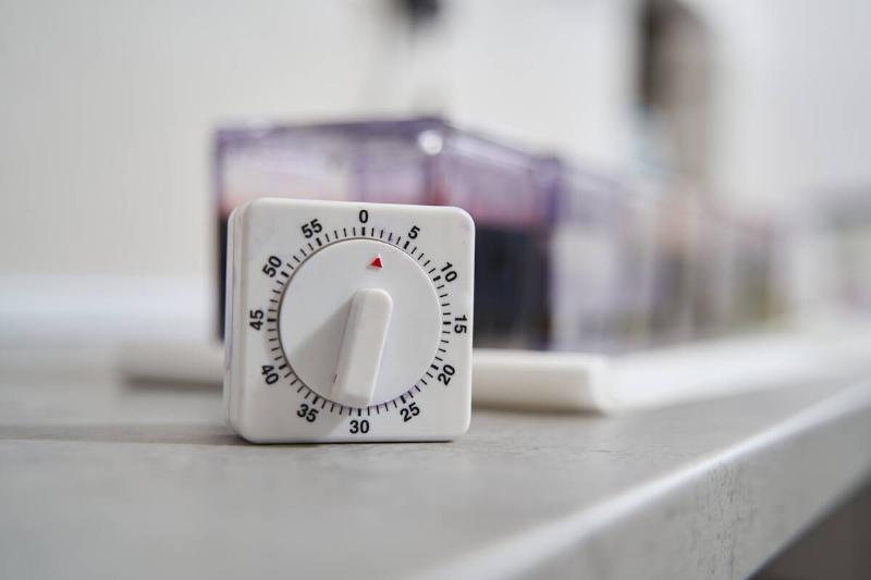 A timer on a counter. 