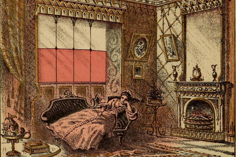 Woman Bathing In Red Light