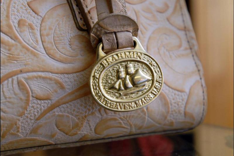 (052207 Fairhaven, MA ) Scott Martin of Brahmin Leather Works for a fin feature. Logo features a schooner. Tuesday, May 22, 2007. Staff photo by Ted Fitzgerald.