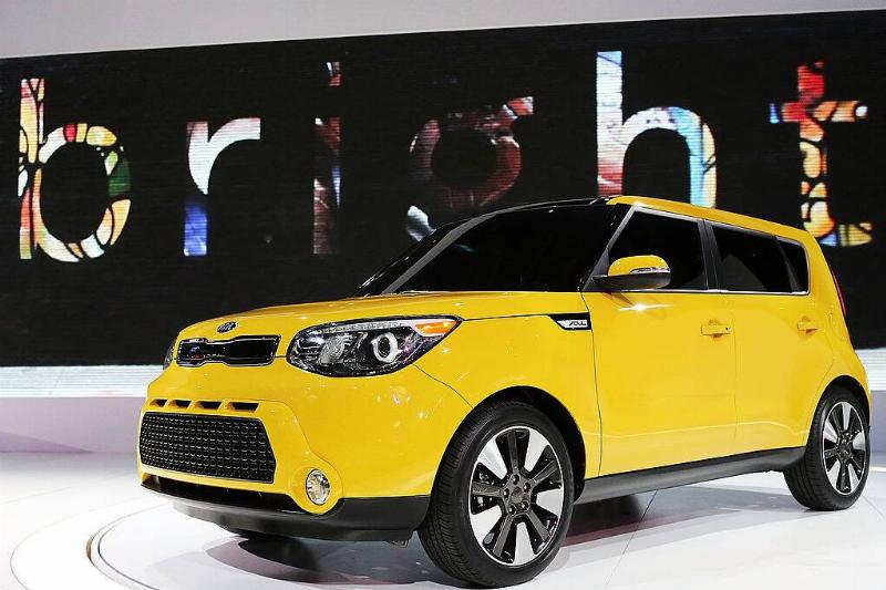 Yellow 2014 Kia Soul on display