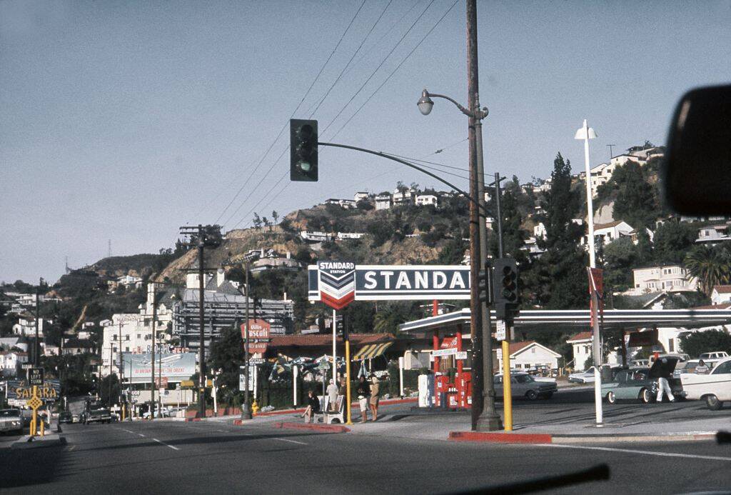 View down Sunset Boulevard in Los Angeles, California