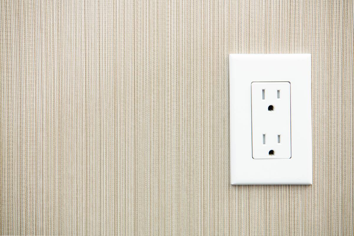 Outlet on wall. 