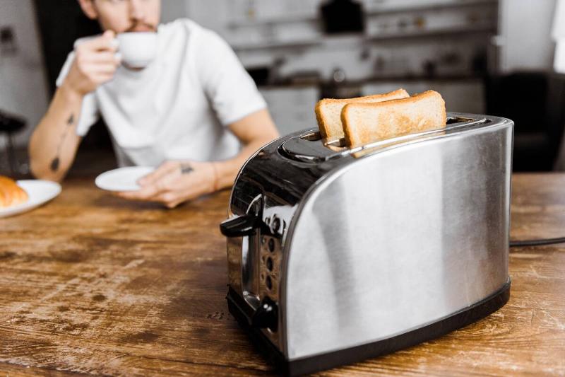 Bread in toaster. 