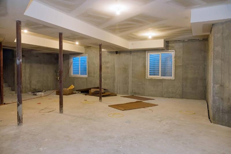 Concrete walls in a basement. 