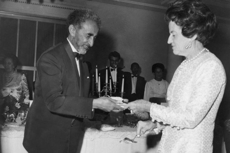 Haile Selassie Talking to Mrs. Rose Kennedy
