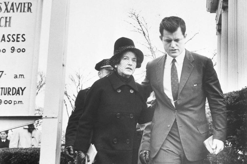 Rose Kennedy and Ted Kennedy Leaving Funereal Mass
