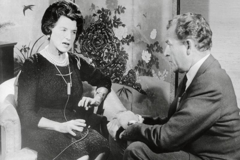 Rose Kennedy Sitting and Talking with News Reporter