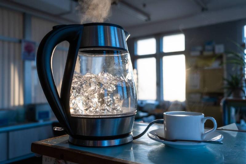 Water boiling in an electric kettle.
