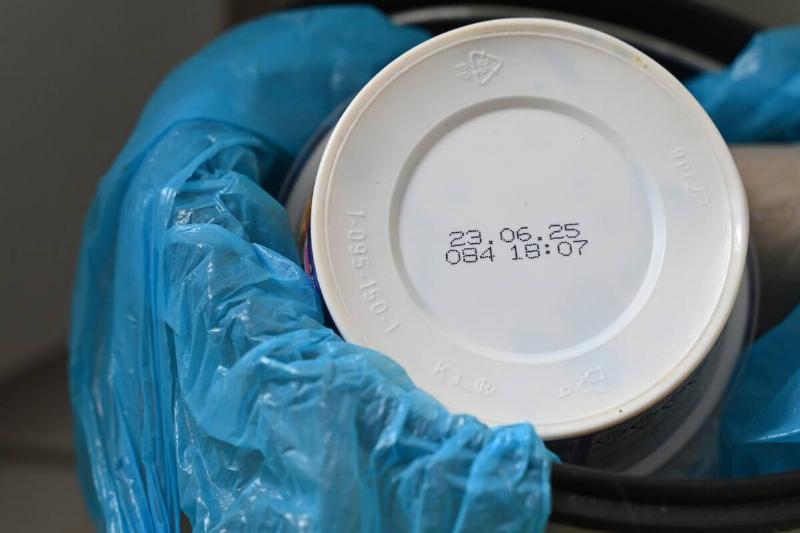 Expiry date on the bottom of a product. 