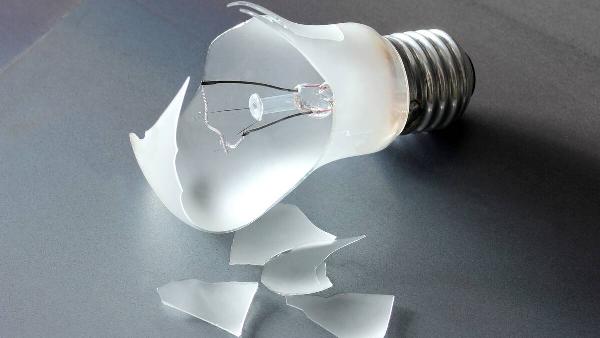 A broken light bulb. 
