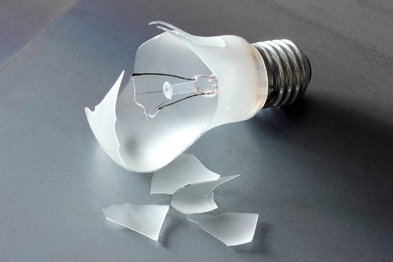 A broken light bulb. 
