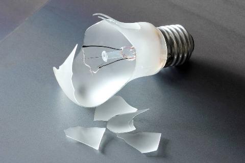 A broken light bulb. 