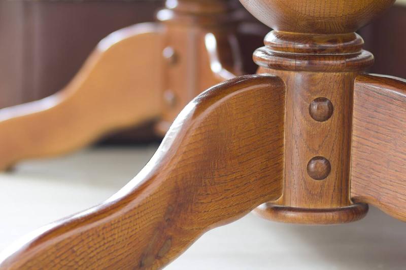 The bottom of a sealed wood table. 