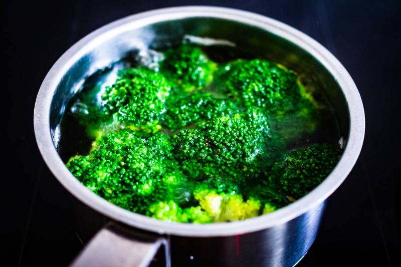 Broccoli in water in a pot