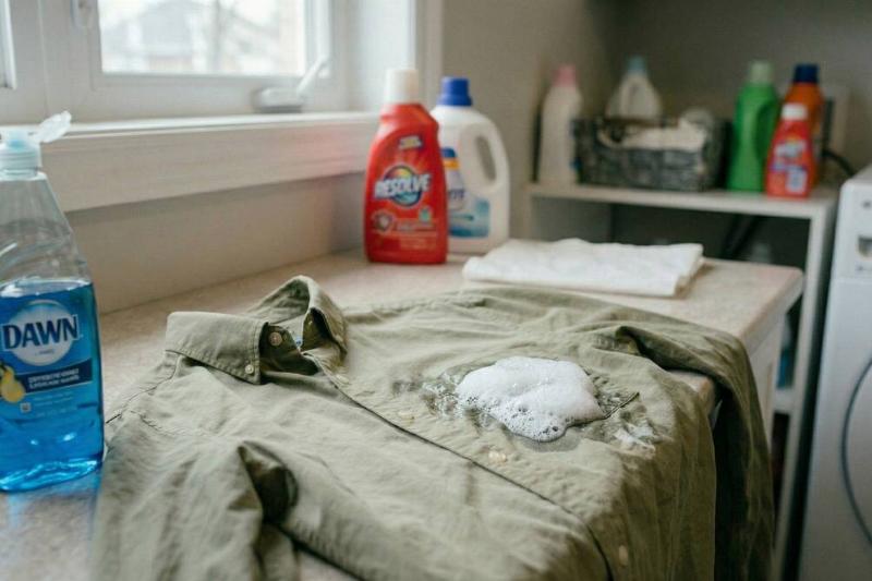 Dawn soap sitting on the oil stain. 