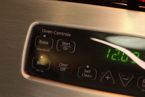 Settings on an oven. 