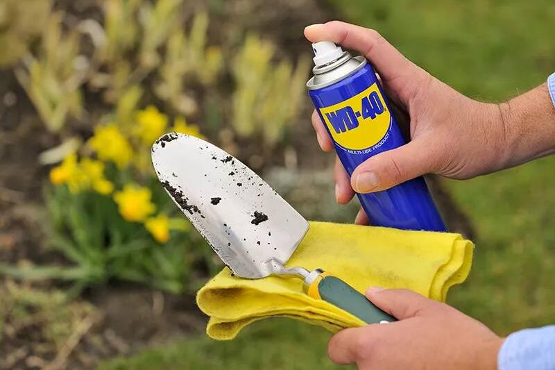 WD 40 sprayed on a spade. 