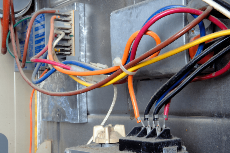 Wiring in a wall panel. 