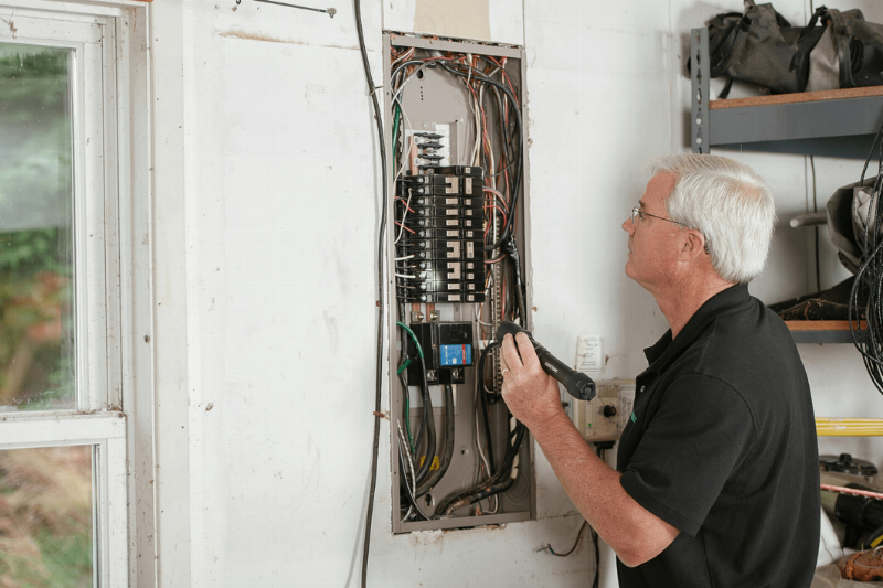An electrician working on a circuit.