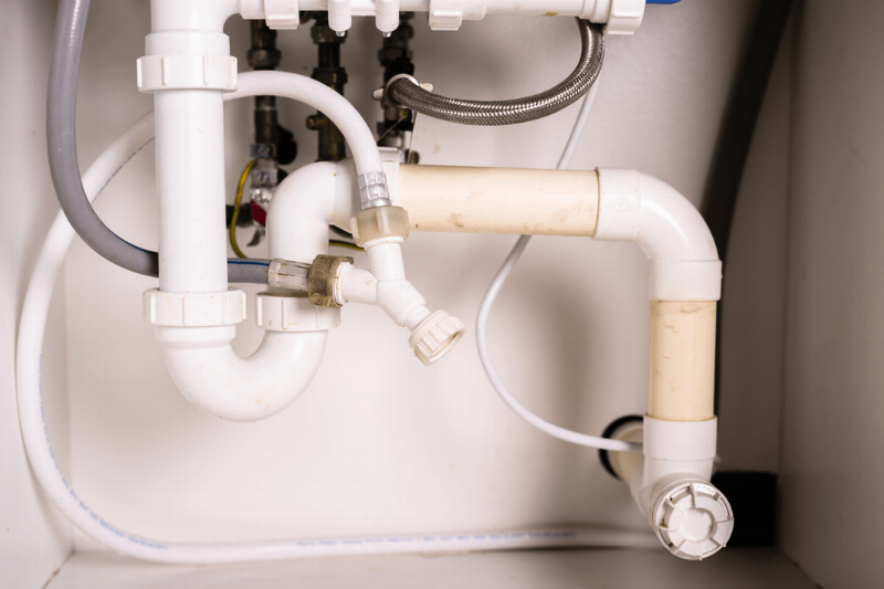 Pipes under a sink.