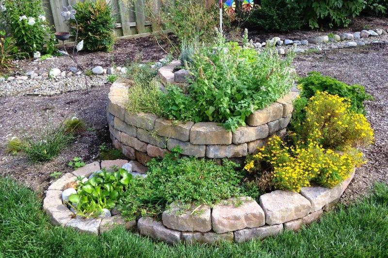 Herb garden planted in a spiral. 
