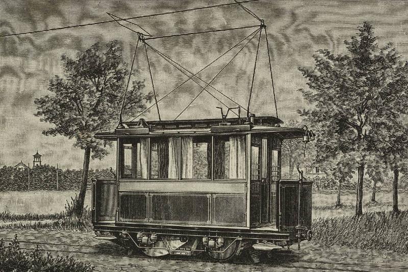 Electric tram with overhead line, Germany