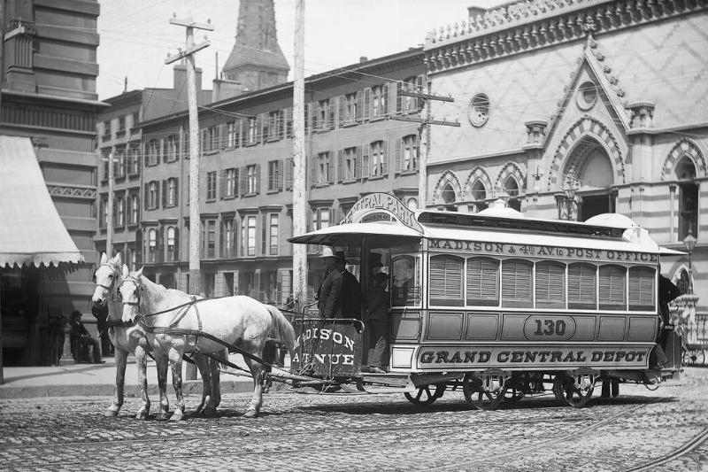 Horse-Drawn Streetcar in New York City