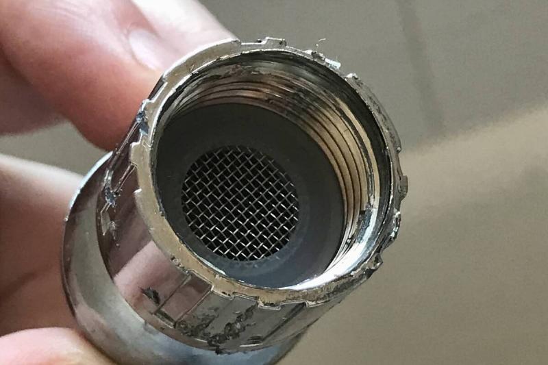The inside of a shower head. 