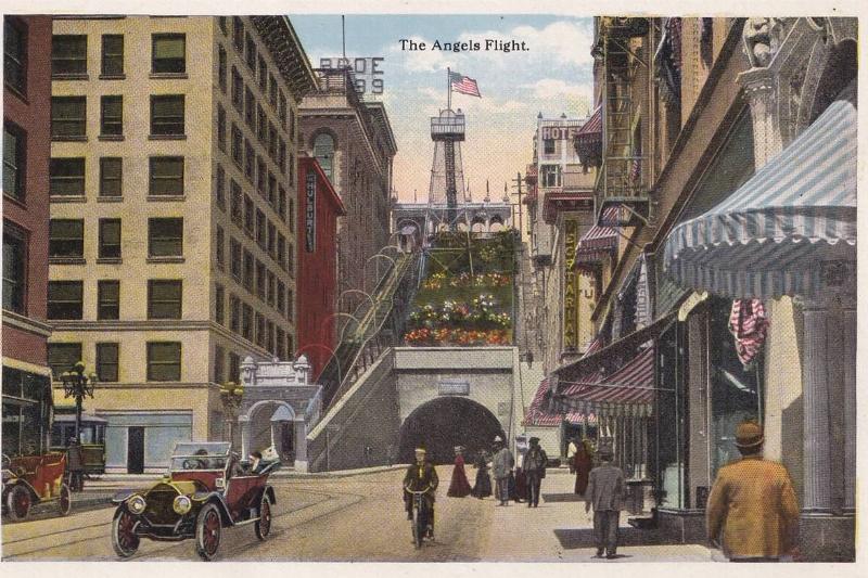 Vintage souvenir postcard, Angels Flight Funicular Railway, Southern California Souvenir Views series, ca 1923