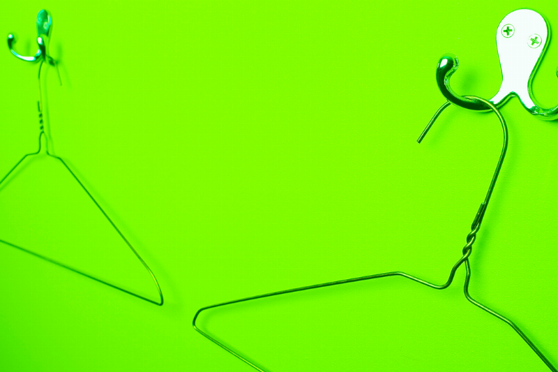 Hanger on a green background. 