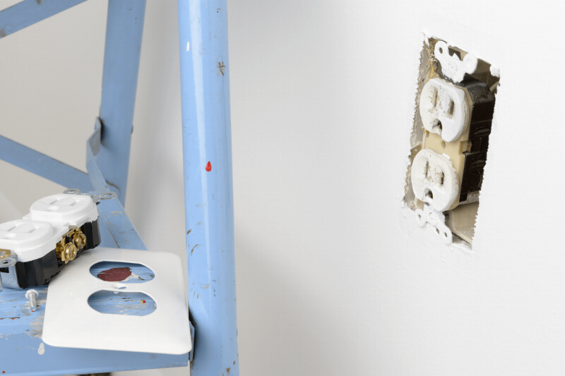 A plug in a wall.