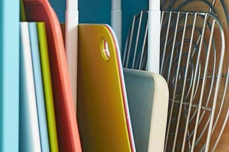 Tension rods used as dividers.