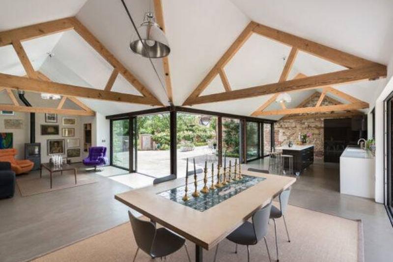 The inside of a modern farmhouse.