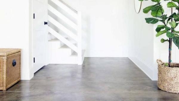 A concrete floor.