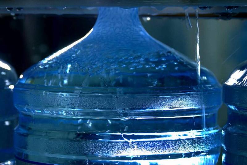 A large plastic bottle of water.