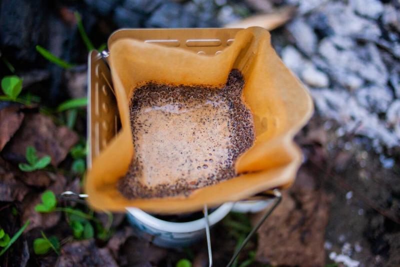 Water in coffee filter. 
