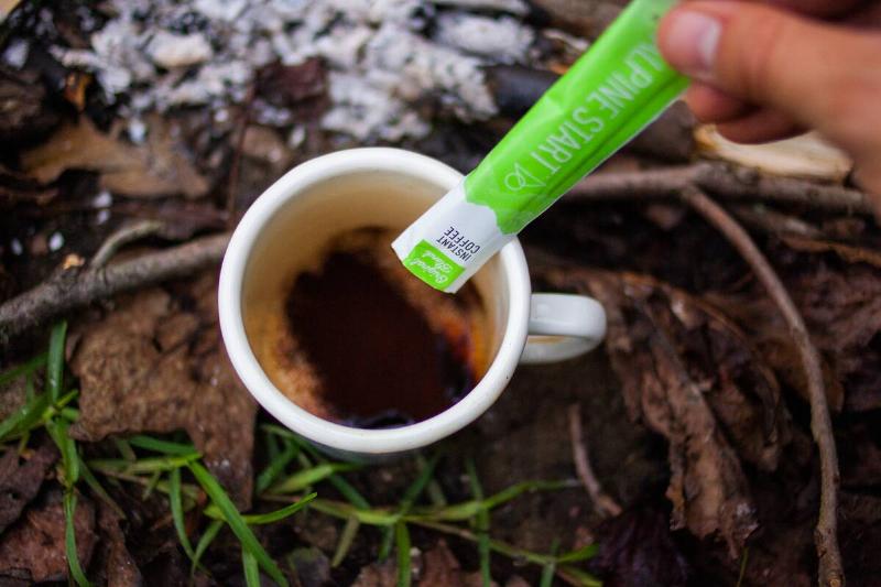 Instant coffee in mug.