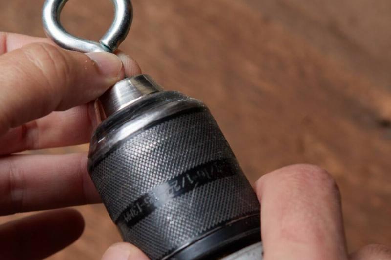 Putting a hook in a drill.