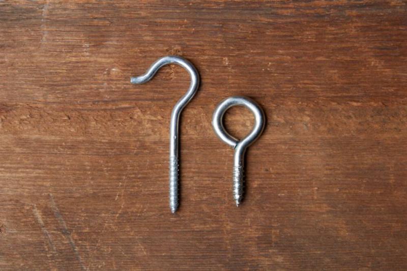 Two screw hooks. 