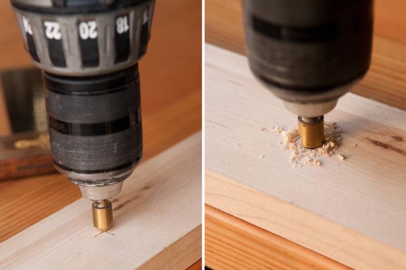 Drilling into wood.