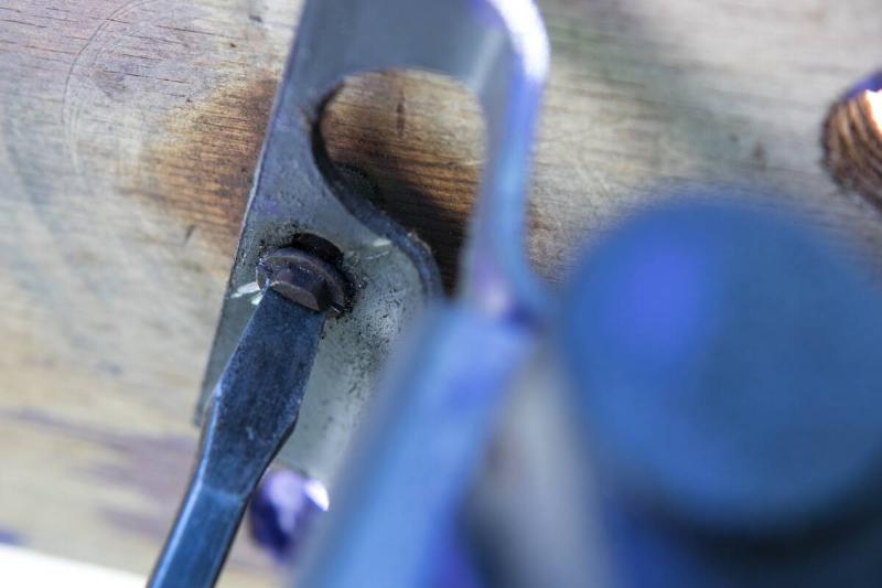 Screws holding the old wooden tops in place. 
